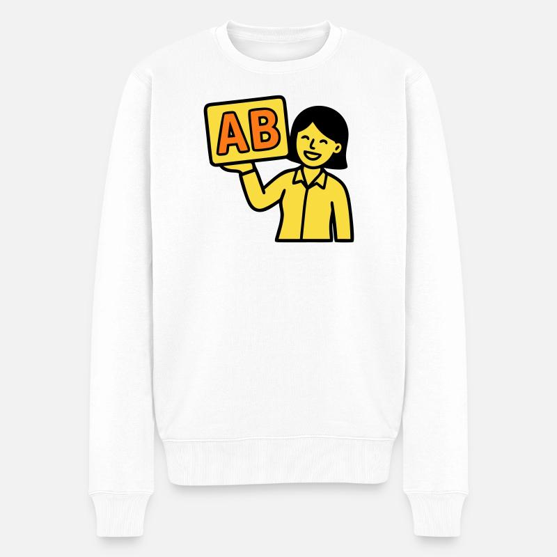 Lehrerin Grundschule ABC Vektor - Männer Premium Bio Pullover - Weiß