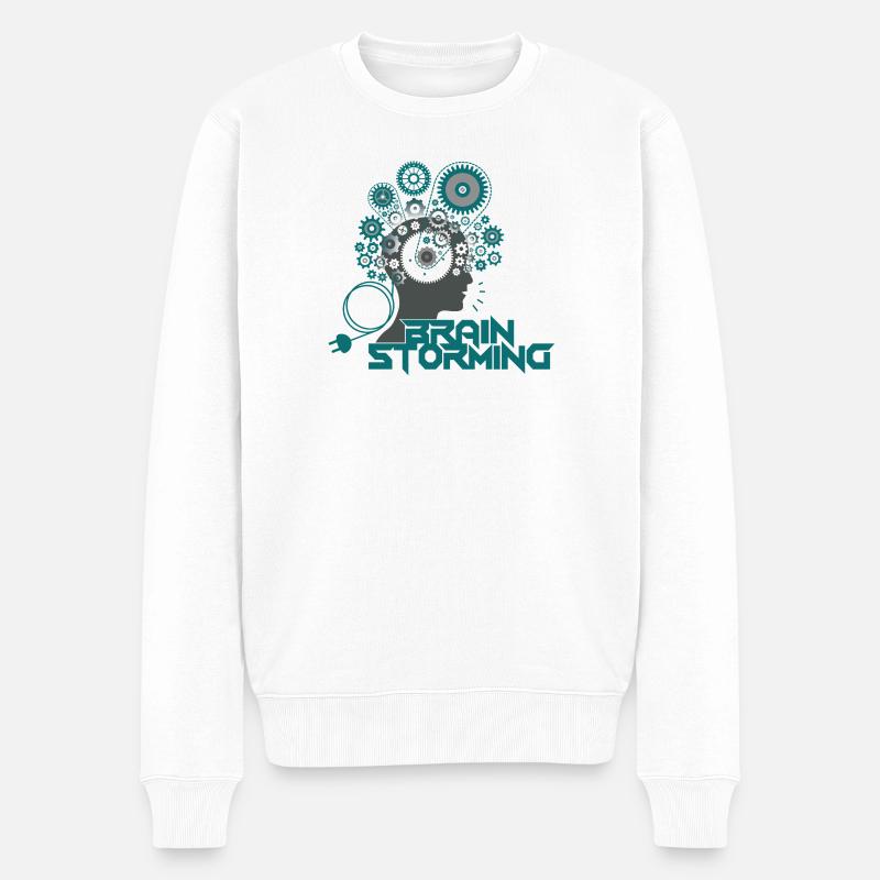 Brainstorming Head – Büro & Office Ideen - Männer Premium Bio Pullover - Weiß