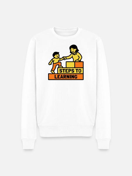 Steps to Learning Schule Logo - Männer Premium Bio Pullover - Weiß