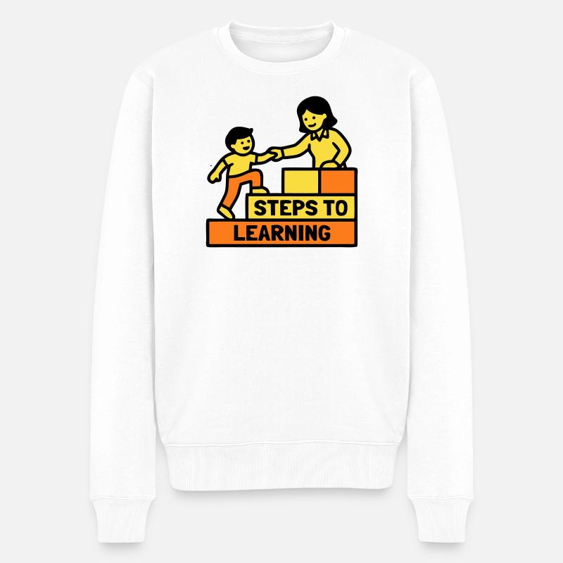 Steps to Learning Schule Logo - Männer Premium Bio Pullover - Weiß