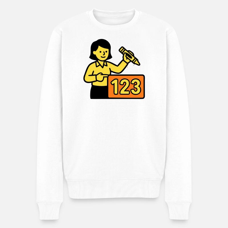 Lehrerin Mathe 123 Schule - Männer Premium Bio Pullover - Weiß