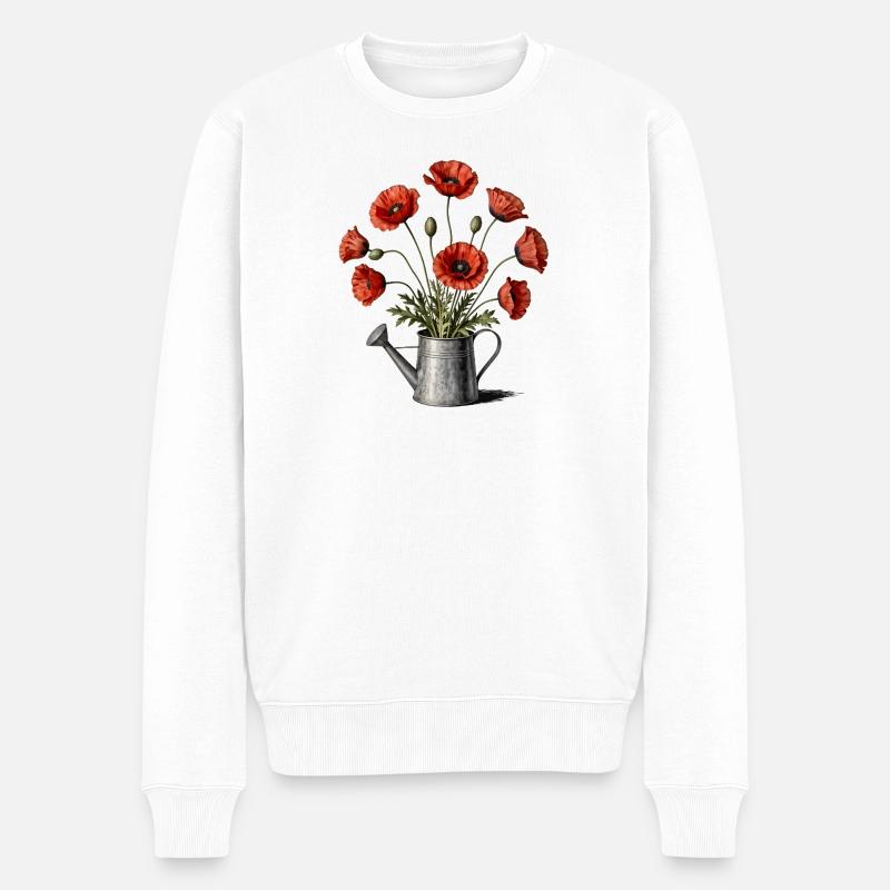 Coquelicots dans un arrosoir - Pull Premium bio Homme - blanc