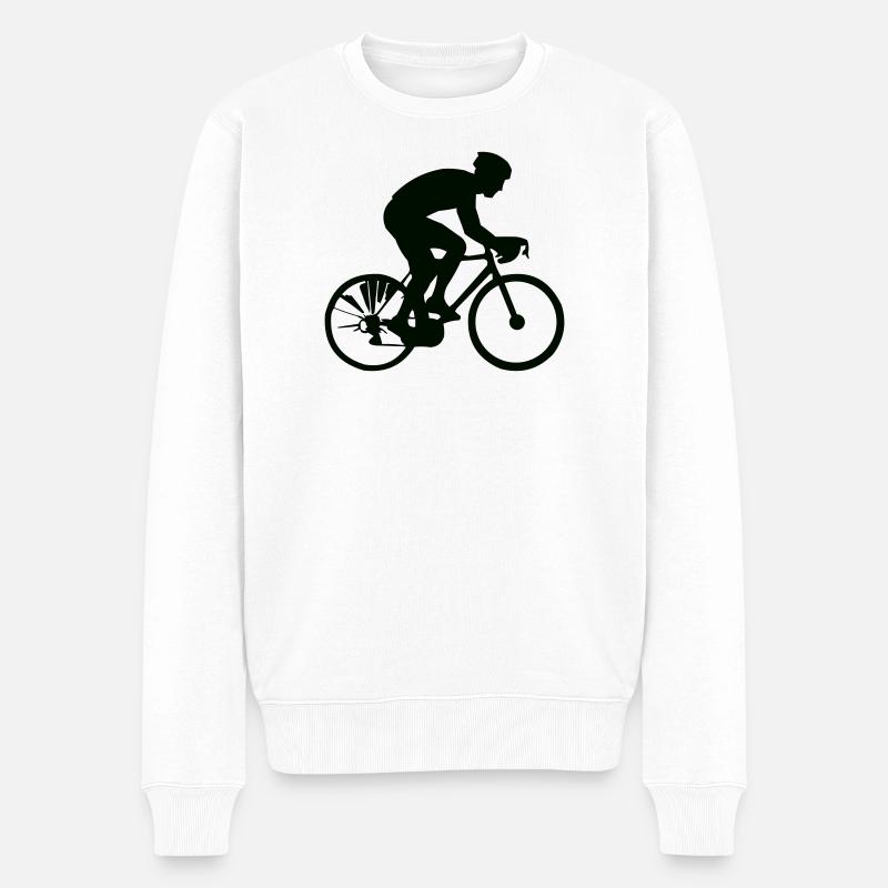 Radfahrer Silhouette im Sprint - Männer Premium Bio Pullover - Weiß