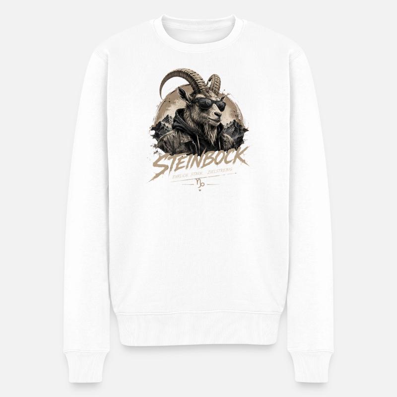 Steinbock Style - Männer Premium Bio Pullover - Weiß