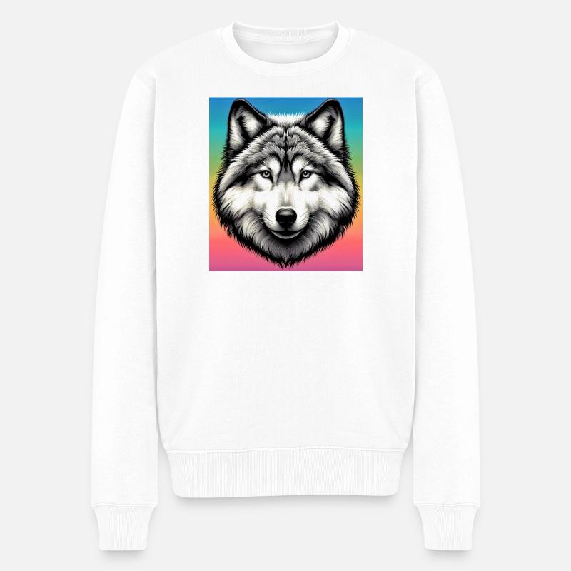 Wolf - Männer Premium Bio Pullover - Weiß