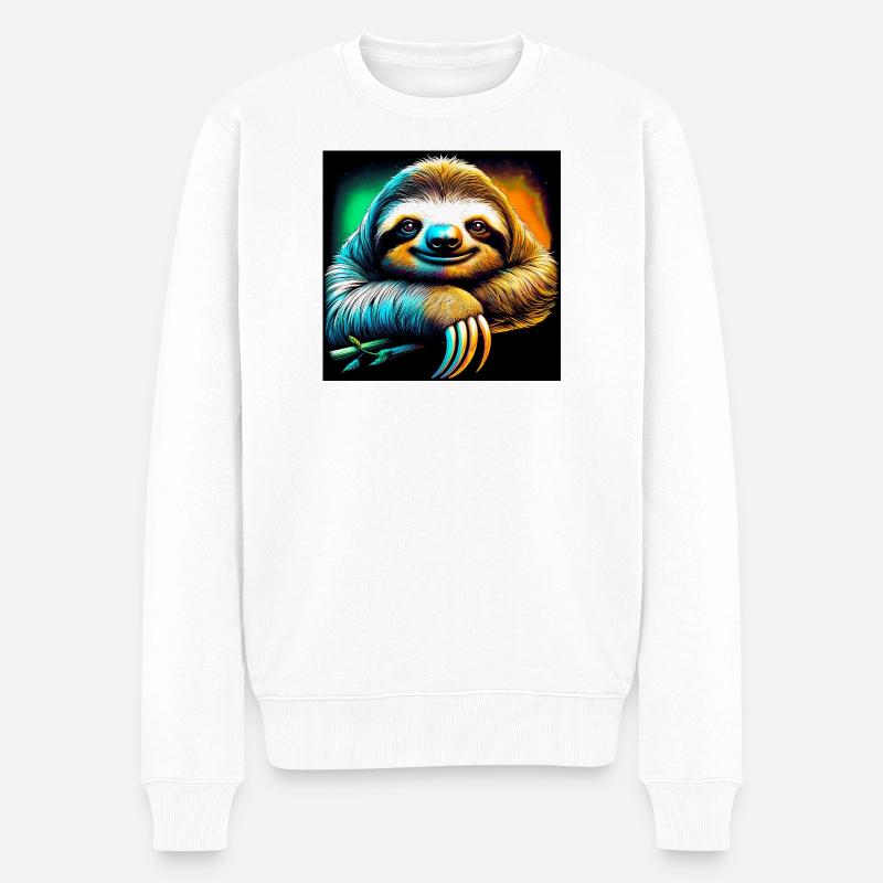 Faultier - Männer Premium Bio Pullover - Weiß