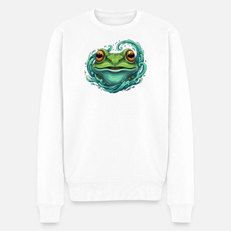 Wave Frog Pop Art Illustration - Pull Premium bio Homme - blanc