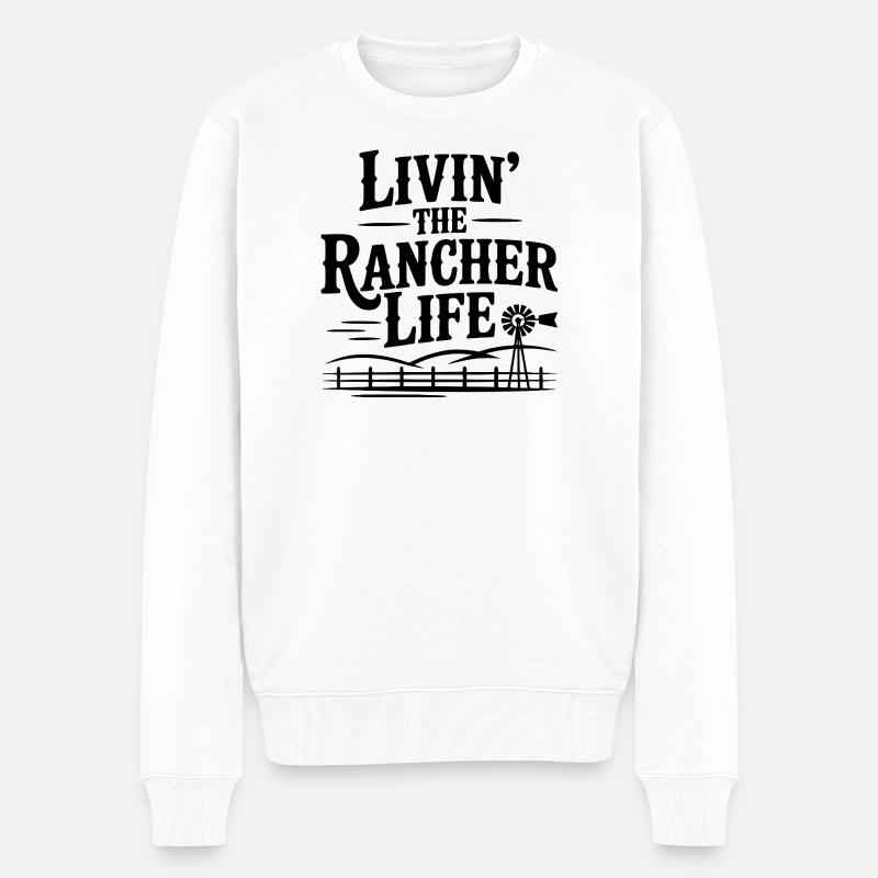 Das Leben als Rancher - Männer Premium Bio Pullover - Weiß