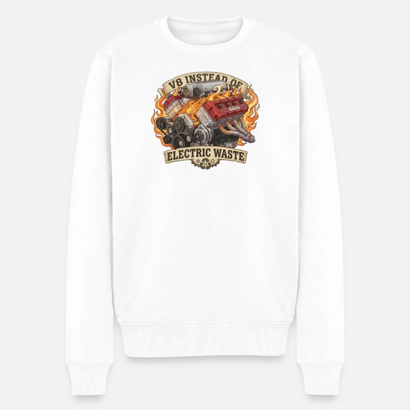 V8 Statt EV – Electric Waste - Männer Premium Bio Pullover - Weiß