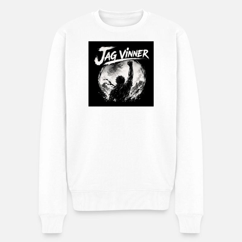 Ich werde gewinnen – monochromes Mondsymbol - Männer Premium Bio Pullover - Weiß