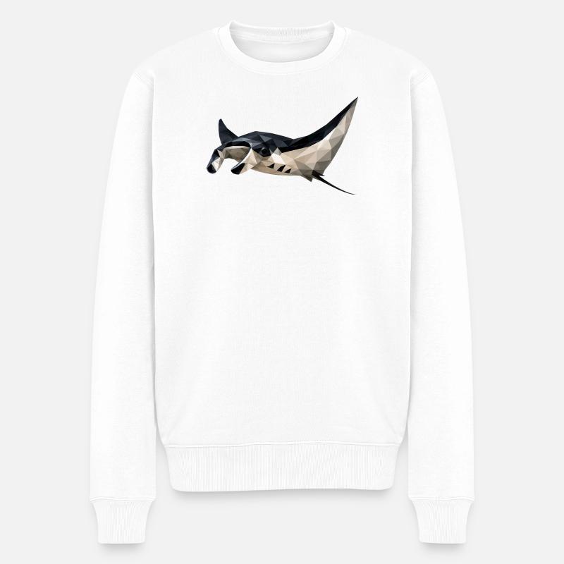 Geometrischer Mantarochen Kunstdruck - Männer Premium Bio Pullover - Weiß