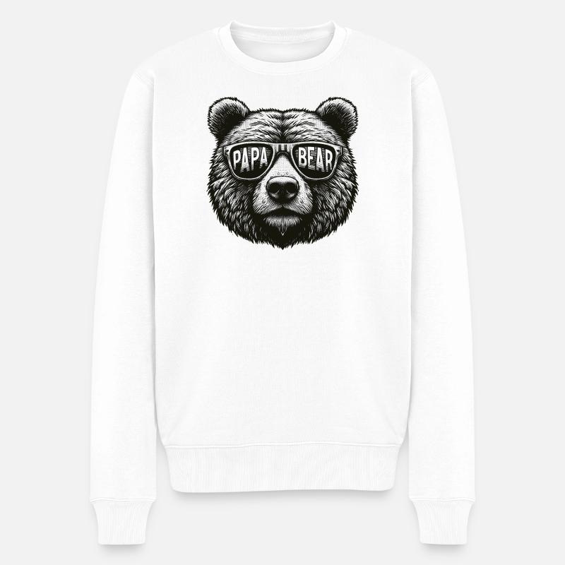 Papa Bear - Männer Premium Bio Pullover - Weiß