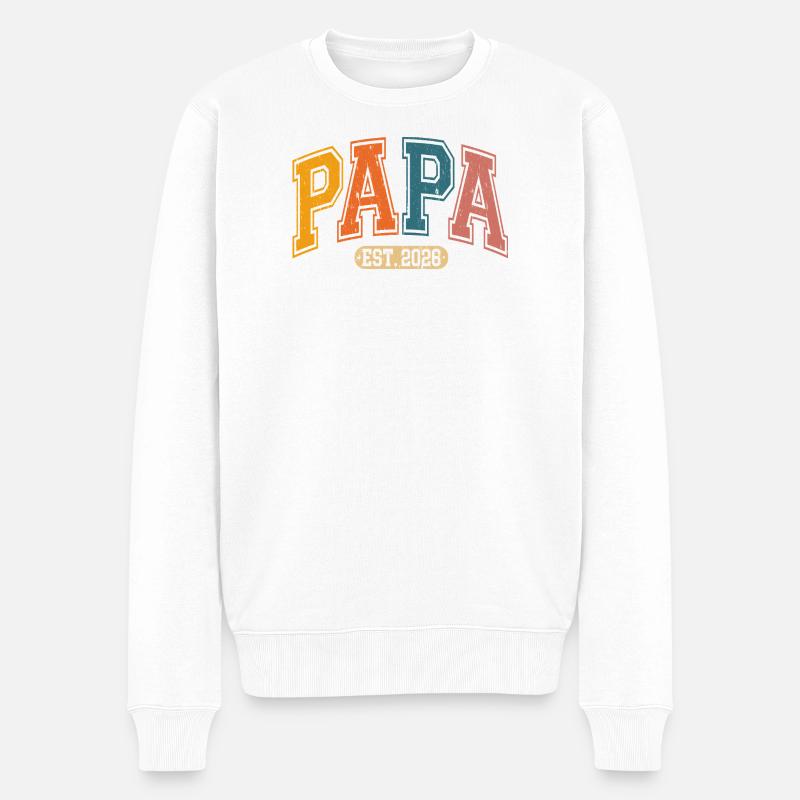 Papa Est. 2026 - Männer Premium Bio Pullover - Weiß