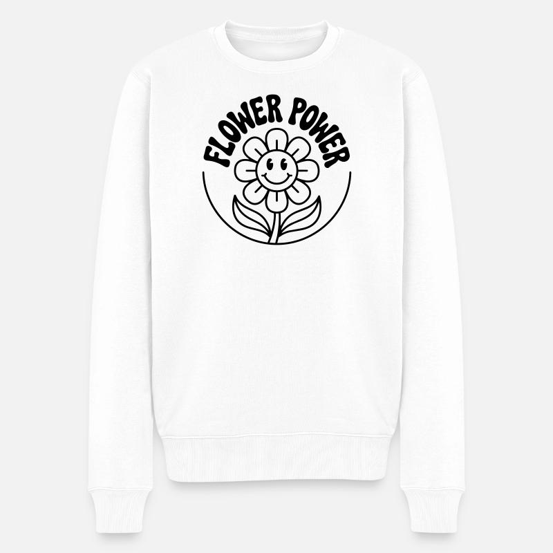 Flower Power - Männer Premium Bio Pullover - Weiß