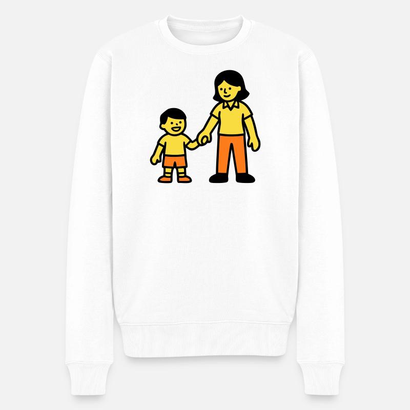 Erzieherin Kind Hand Logo - Männer Premium Bio Pullover - Weiß