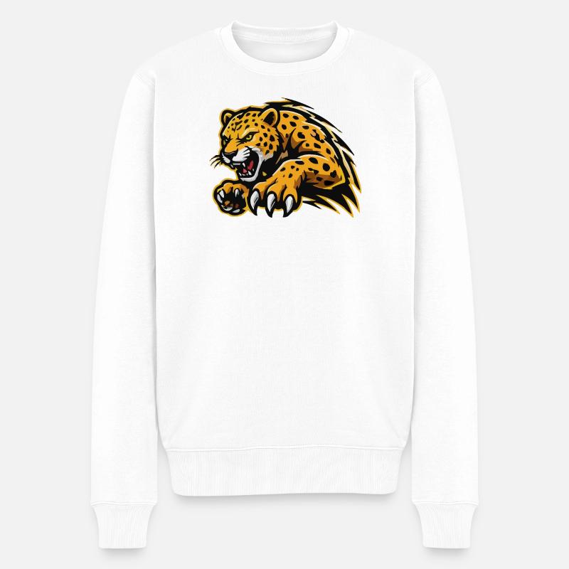 Ferocious Leopard Assault - Men's Premium Organic Jumper - white
