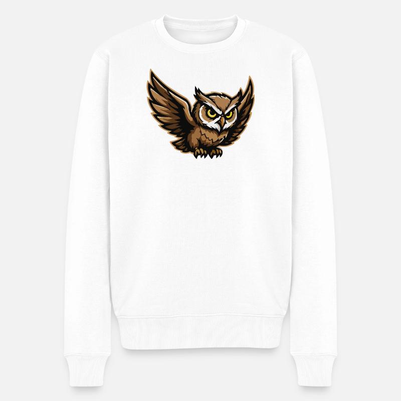 NachtEule Flügelsturm - Männer Premium Bio Pullover - Weiß