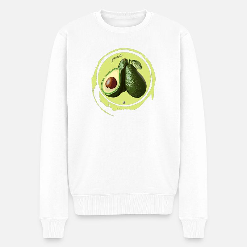 Avocado Abbildung in einem Kreis - Männer Premium Bio Pullover - Weiß