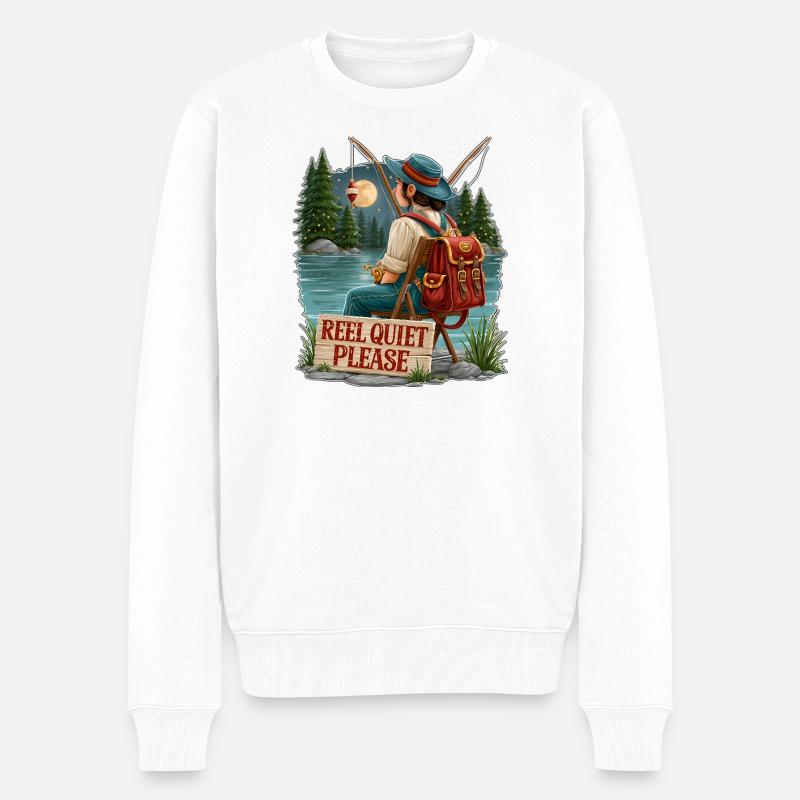 Reel Quiet Please Angel-Szene - Männer Premium Bio Pullover - Weiß