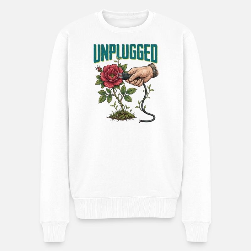 Unplugged - Männer Premium Bio Pullover - Weiß