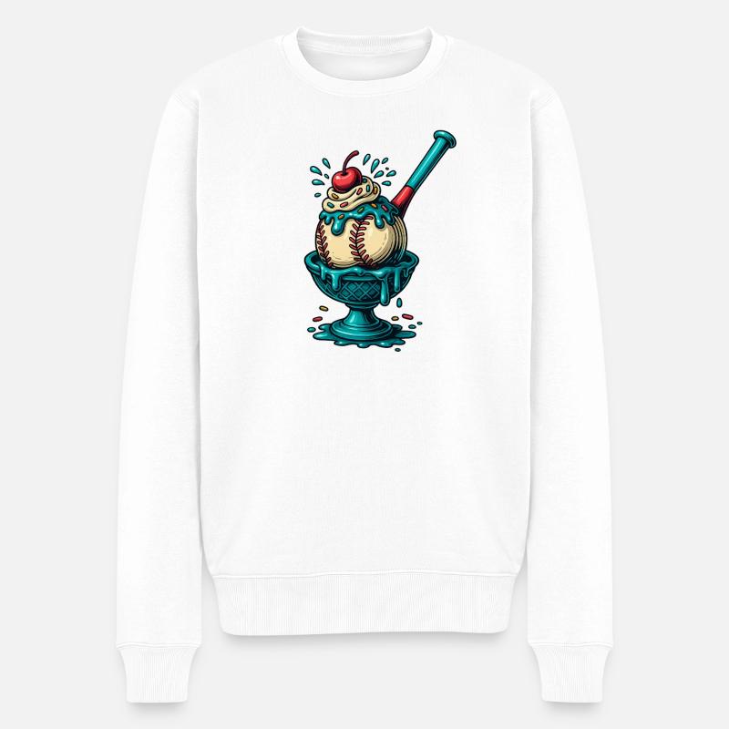 Baseball-Sundae Leckerei - Männer Premium Bio Pullover - Weiß
