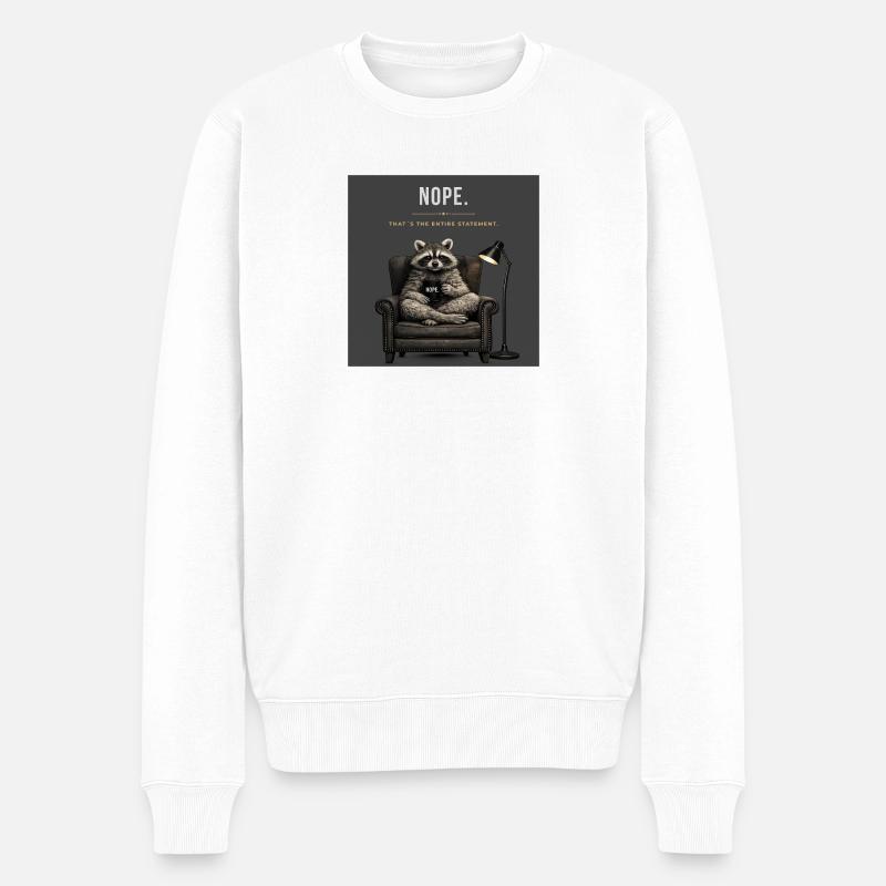 Nope Funny Raccoon - Männer Premium Bio Pullover - Weiß