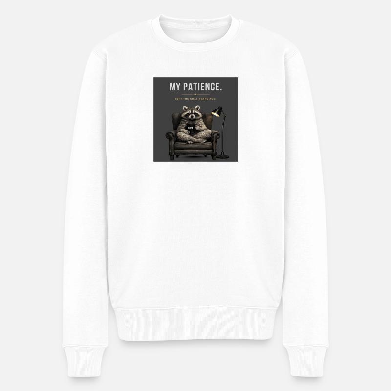 Patience Raccoon Meme - Männer Premium Bio Pullover - Weiß
