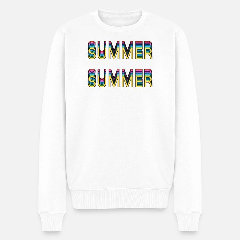 Police d'écriture arc-en-ciel d'été - Pull Premium bio Homme - blanc