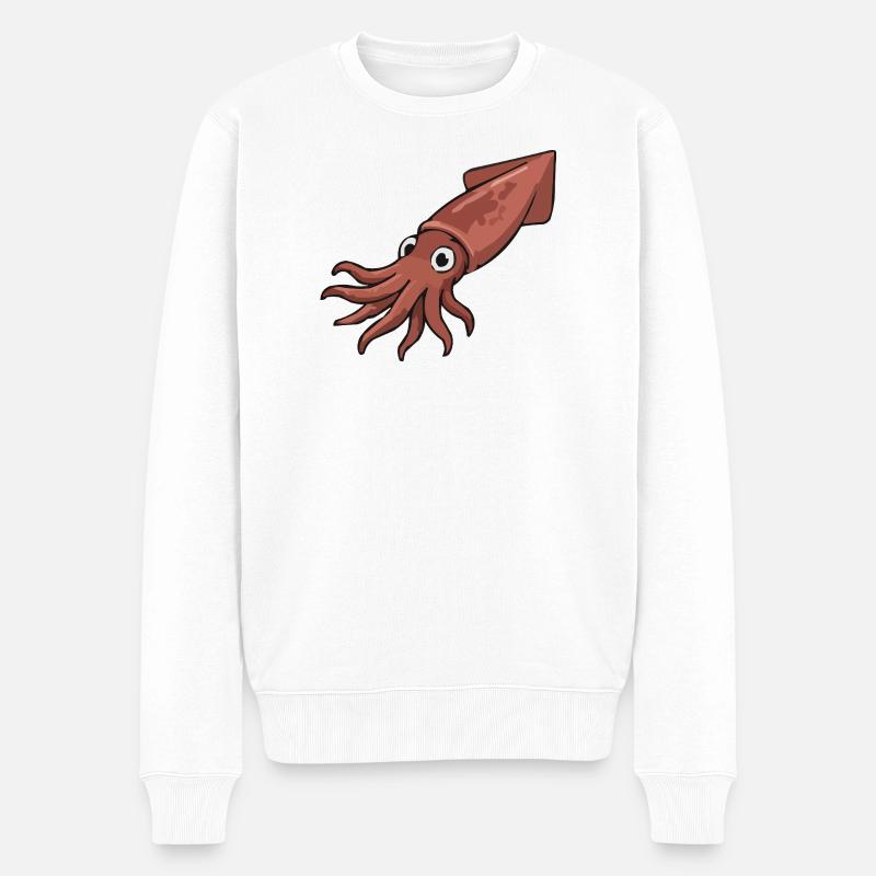 Calmar de dessin animé joyeux - Pull Premium bio Homme - blanc