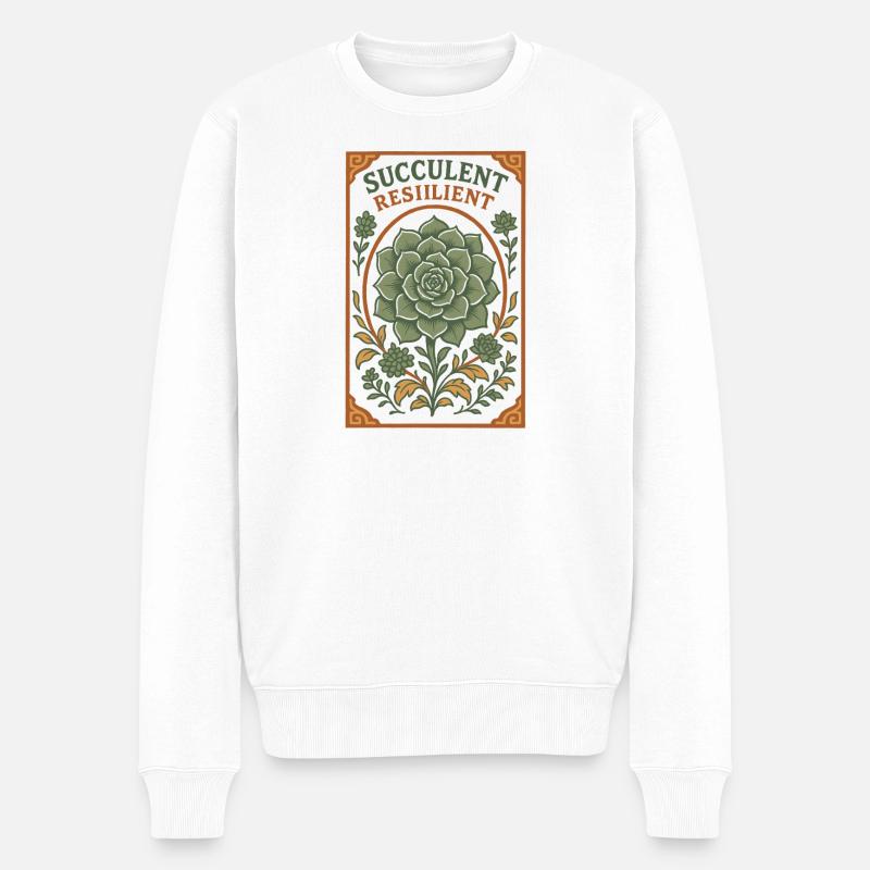 Resiliente Sukkulente | Pflanzen - Männer Premium Bio Pullover - Weiß