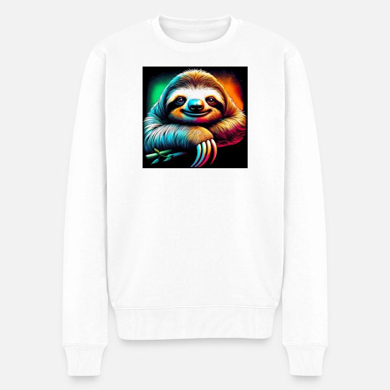 Faultier - Männer Premium Bio Pullover - Weiß