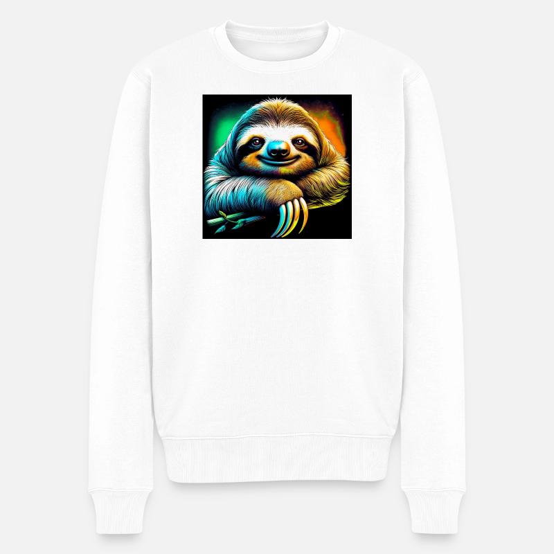Faultier - Männer Premium Bio Pullover - Weiß
