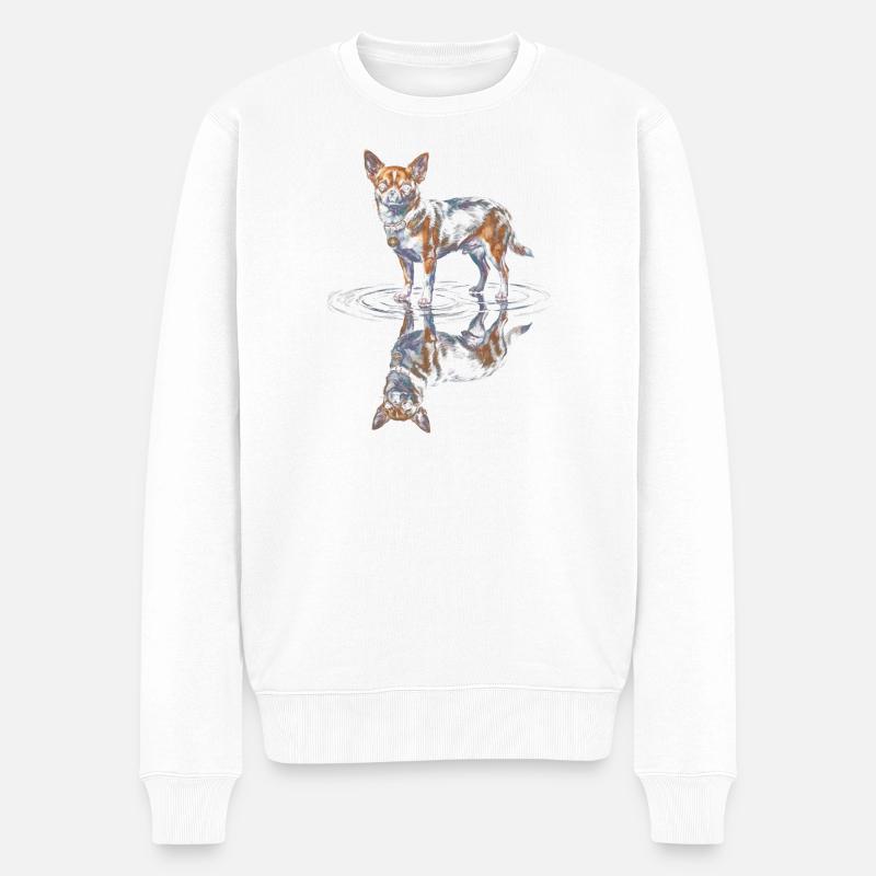 Reflet de l’eau du chihuahua - Pull Premium bio Homme - blanc
