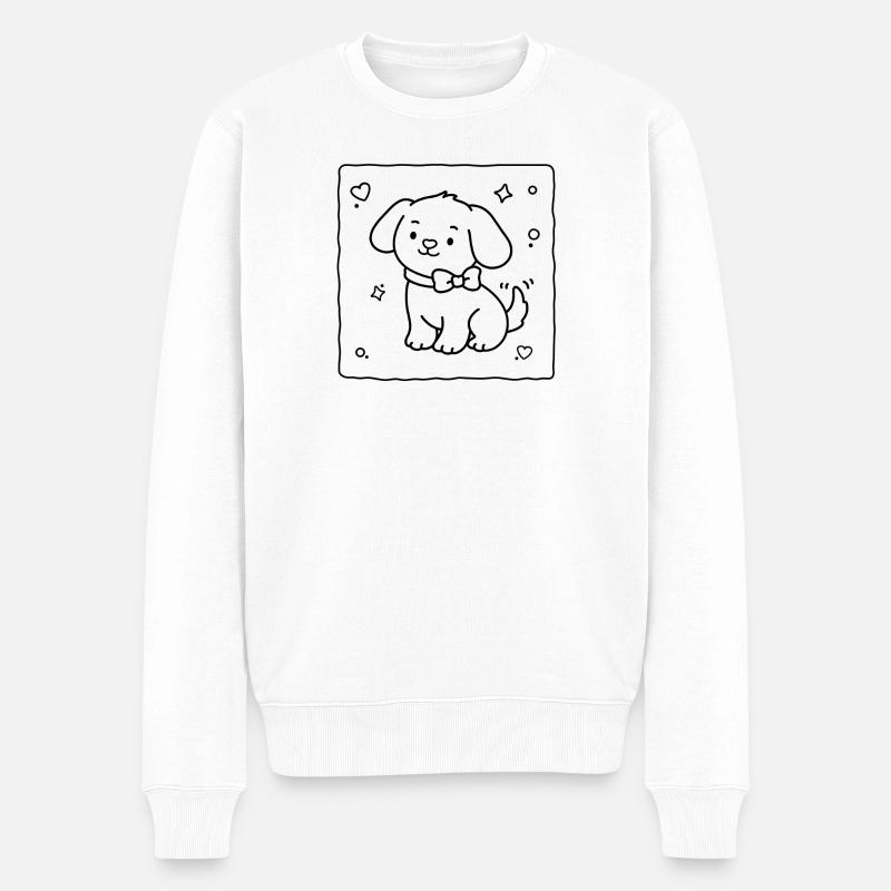 Petit chiot mignon | Lulu Lotus - Pull Premium bio Homme - blanc