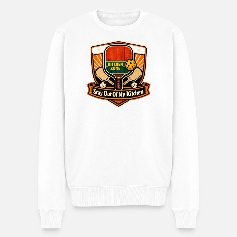 Bleib Aus Meiner Küche - Männer Premium Bio Pullover - Weiß