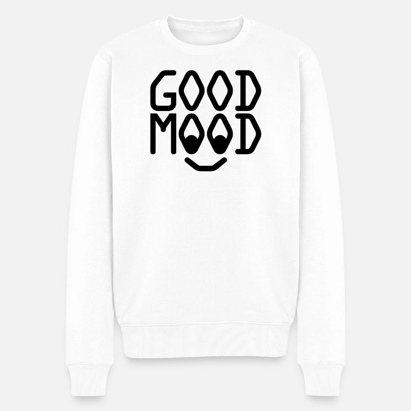GOOD MOOD - Männer Premium Bio Pullover - Weiß