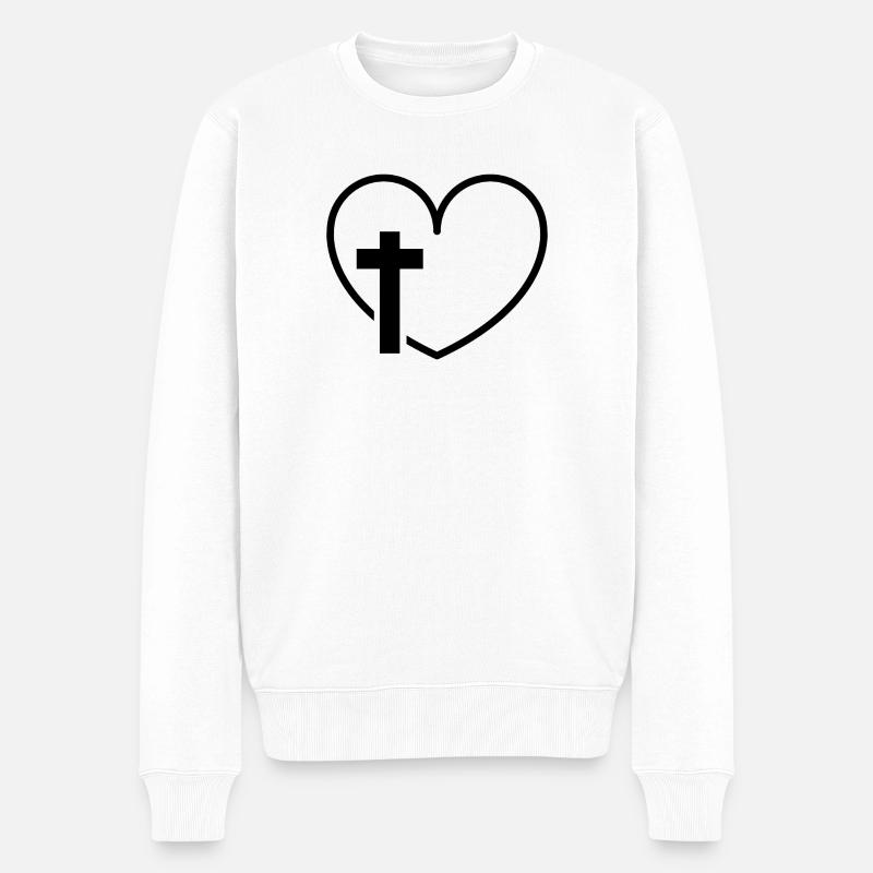 Croix de cœur - Pull Premium bio Homme - blanc