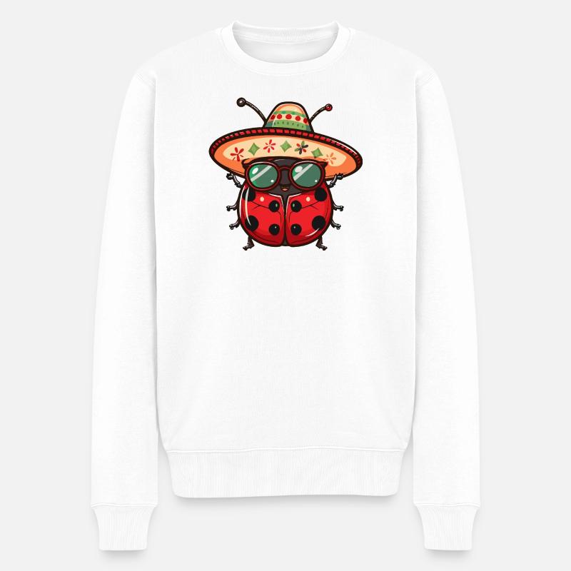 Marienkäfer Sombrero - Männer Premium Bio Pullover - Weiß