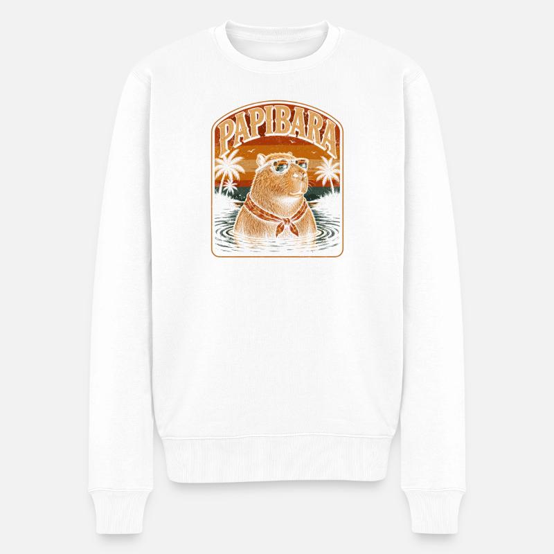 Papibara Surf-Sommer - Männer Premium Bio Pullover - Weiß