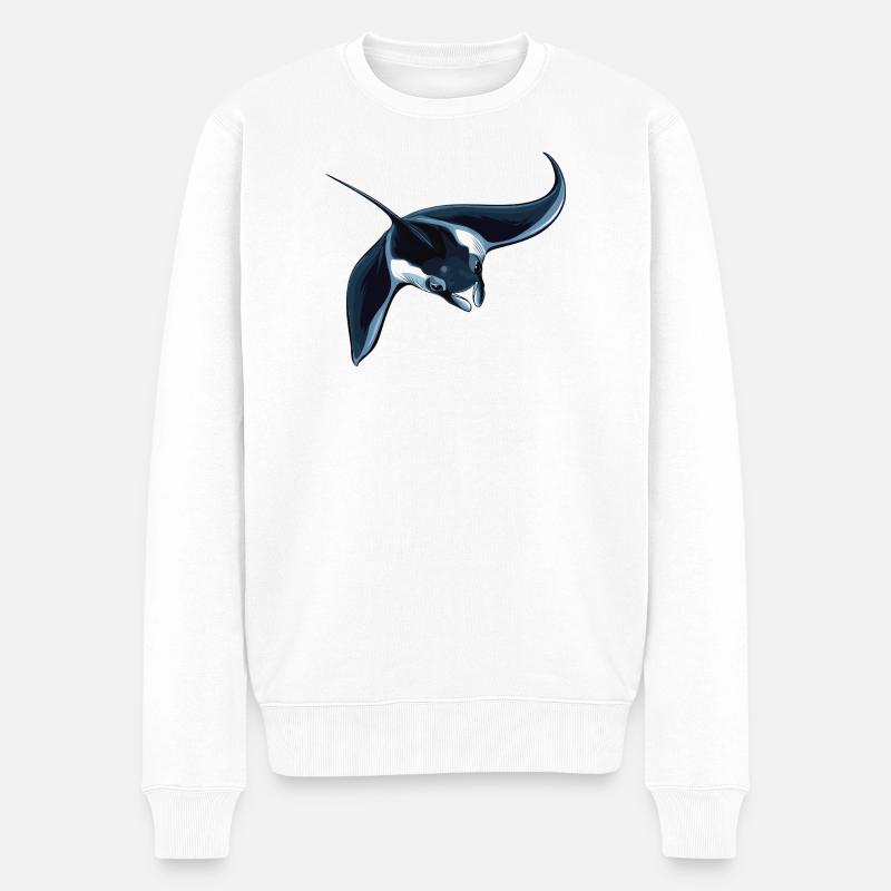 Rochen Mantarochen - Männer Premium Bio Pullover - Weiß