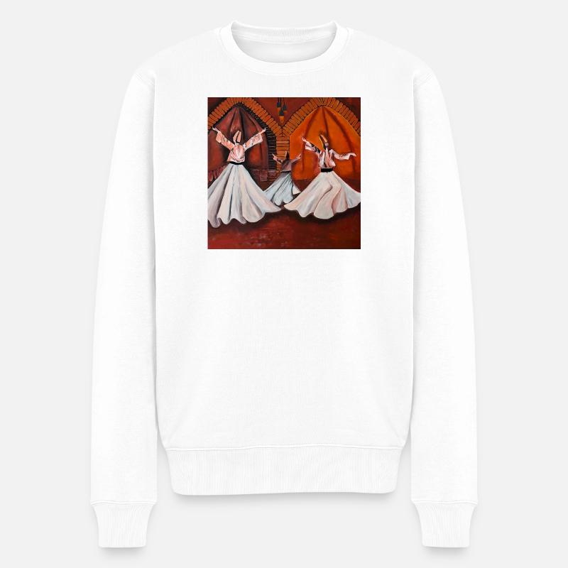 Sema - Der mystische Lichttanz - Männer Premium Bio Pullover - Weiß