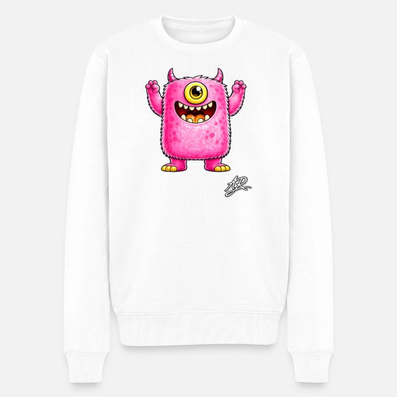 Monstre rose à un œil - Pull Premium bio Homme - blanc
