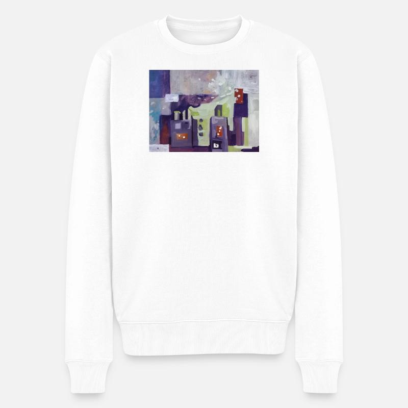 Stadt in gedämpften Farben - Männer Premium Bio Pullover - Weiß