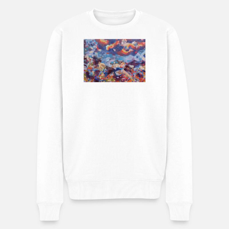 Bunte Mosaikabstraktion - Männer Premium Bio Pullover - Weiß