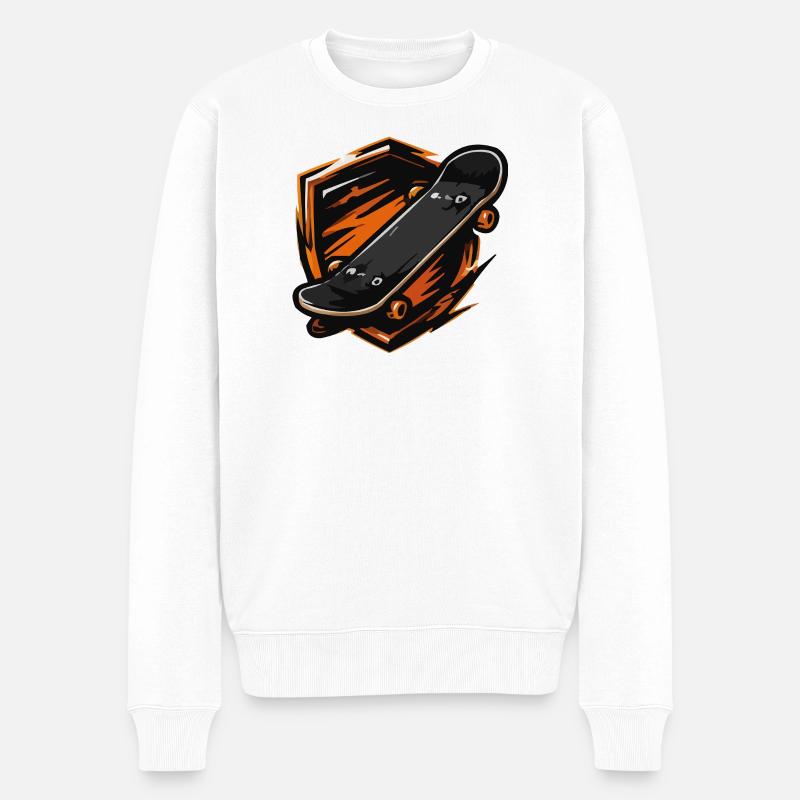 Motif de skateboard enflammé - Pull Premium bio Homme - blanc