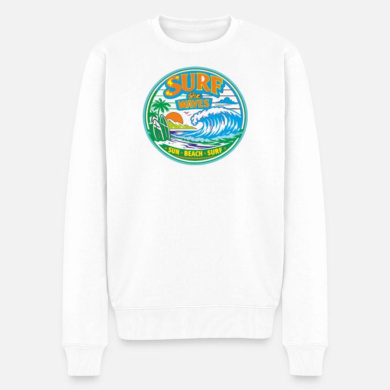 Sun-Beach-Surf - Männer Premium Bio Pullover - Weiß