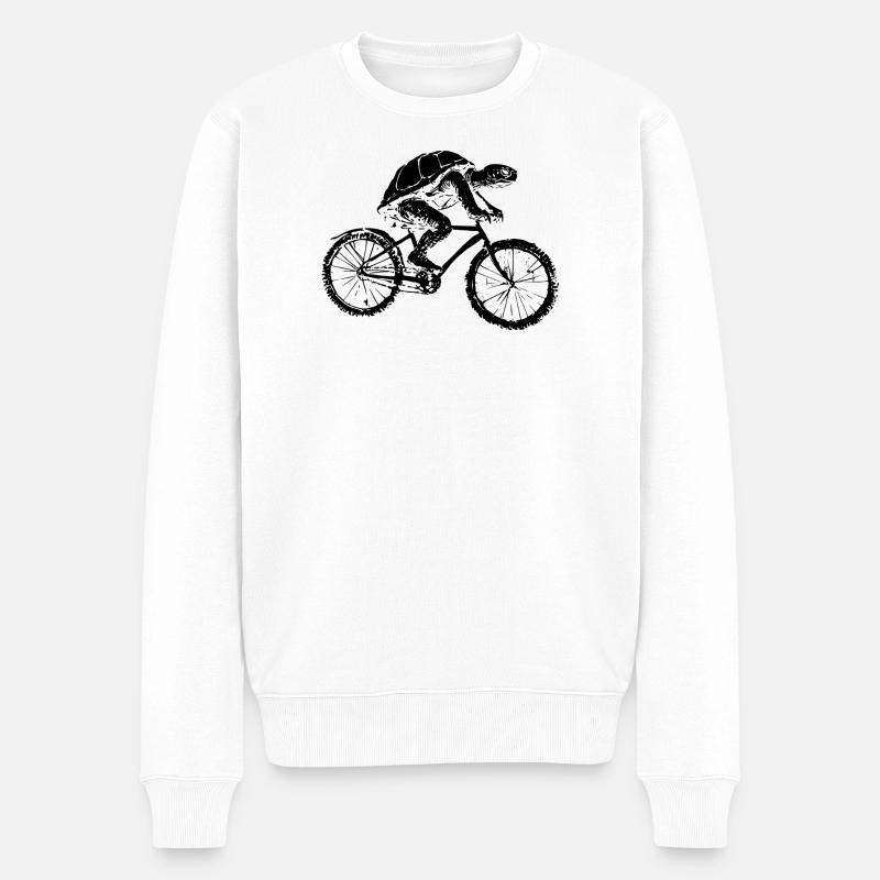 Fahrrad Schildkröte - Männer Premium Bio Pullover - Weiß