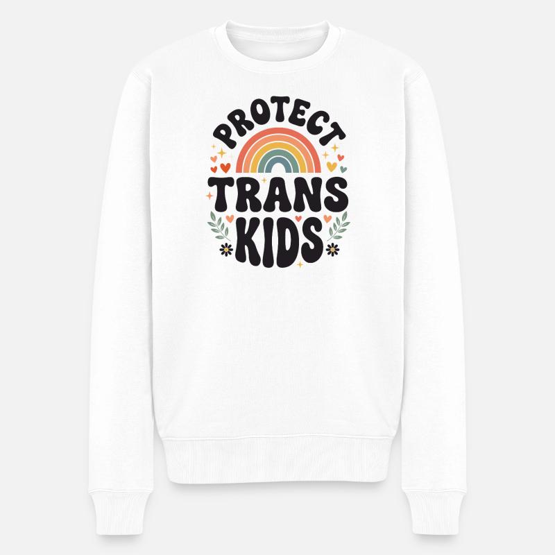 LGBTQ-Pride-Monat – Schütze trans Kinder - Männer Premium Bio Pullover - Weiß