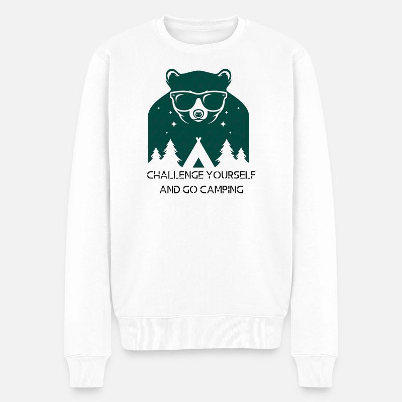 Challenge yourself and go camping - Pull Premium bio Homme - blanc
