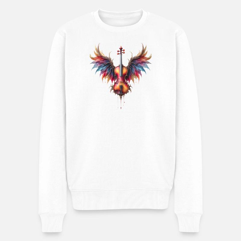 Violon aux ailes arc-en-ciel - Pull Premium bio Homme - blanc